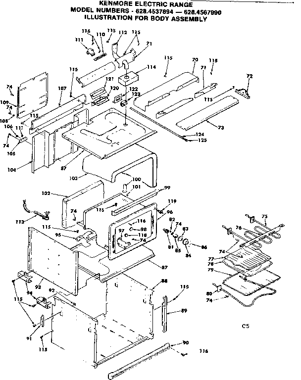 Kenmore 6284567990 body assembly diagram