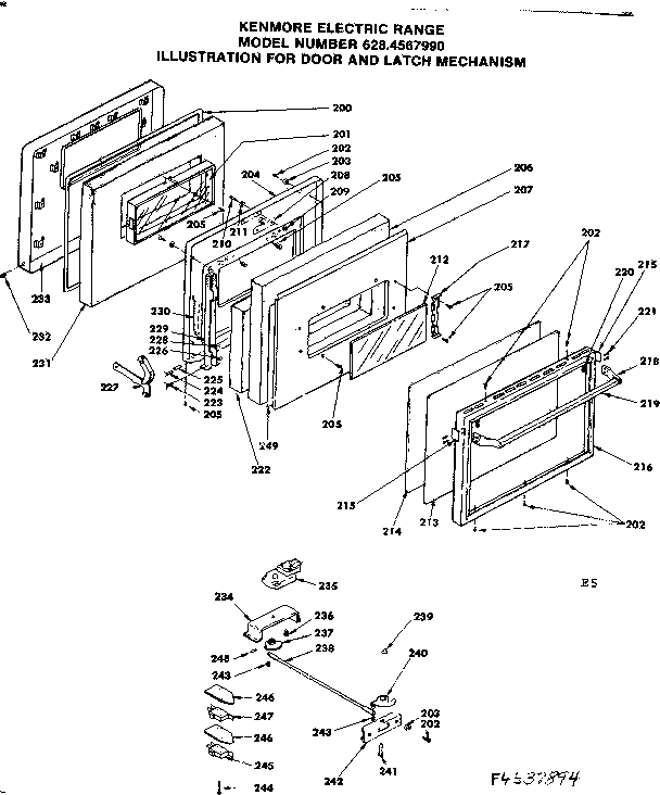 Kenmore 6284567990 door and latch mechanism diagram