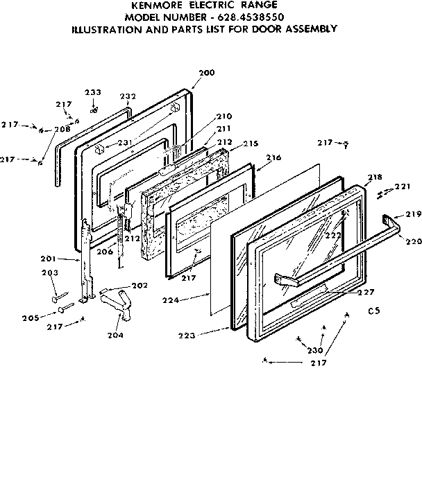 Kenmore 6284538550 door assembly diagram