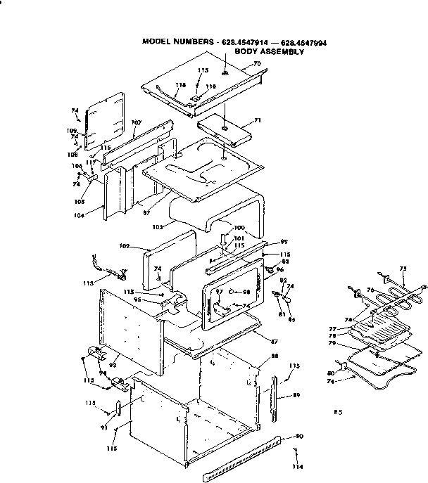Kenmore 6284547994 body assembly diagram