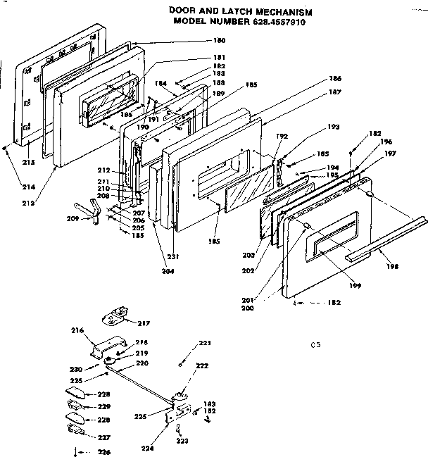 Kenmore 6284557990 door and latch mechanism diagram