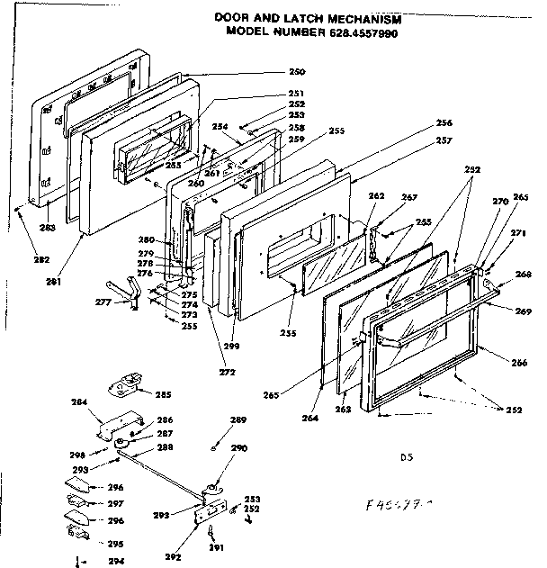 Kenmore 6284557990 door and latch mechanism diagram