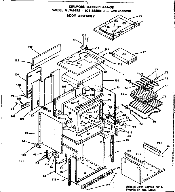 Kenmore 6284558090 body assembly diagram