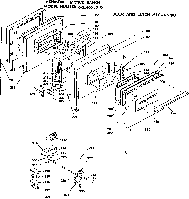 Kenmore 6284558090 door and latch mechanism diagram
