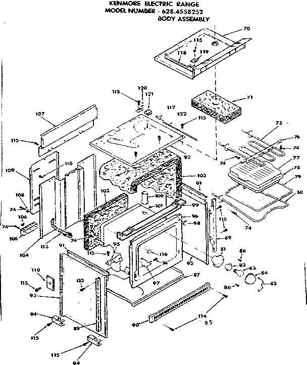Kenmore 6284558252 body assembly diagram