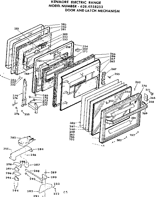 Kenmore 6284558252 door and latch mechanism diagram
