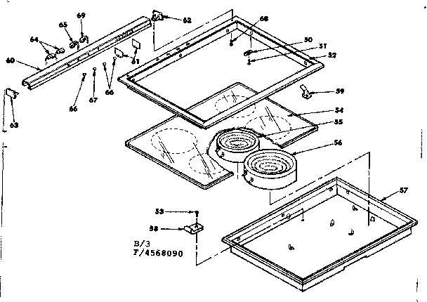 Kenmore 6284568090 main top cook surface diagram