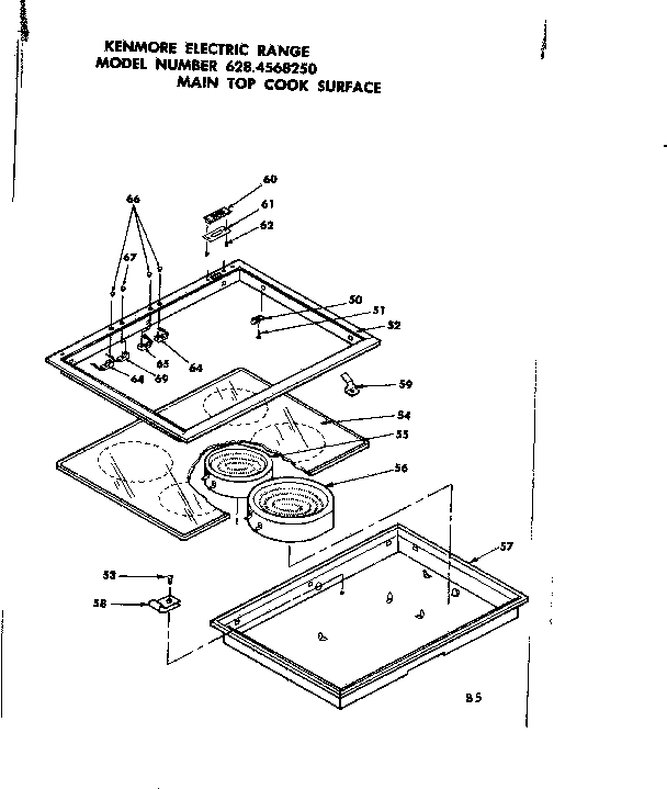 Kenmore 6284568250 main top cook surface diagram