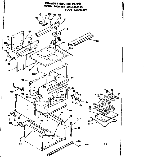 Kenmore 6284568250 body assembly diagram