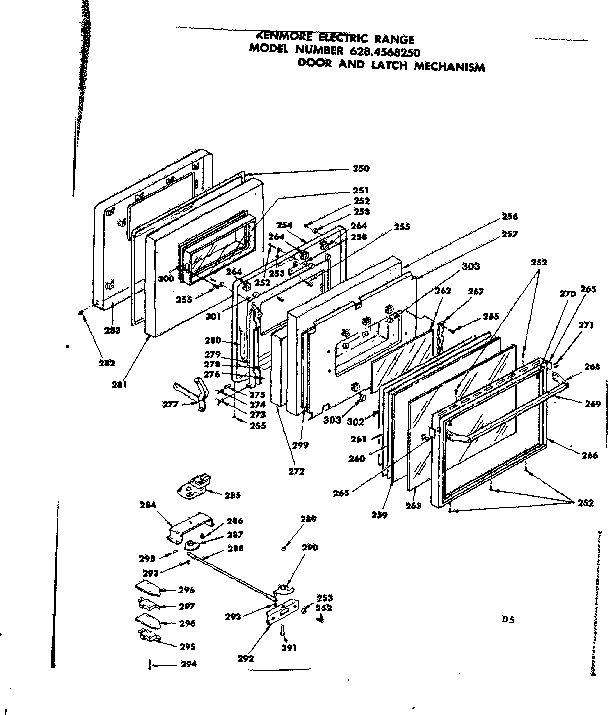 Kenmore 6284568250 door and latch mechanism diagram