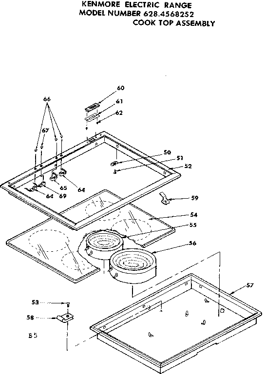 Kenmore 6284568252 cook top assembly diagram