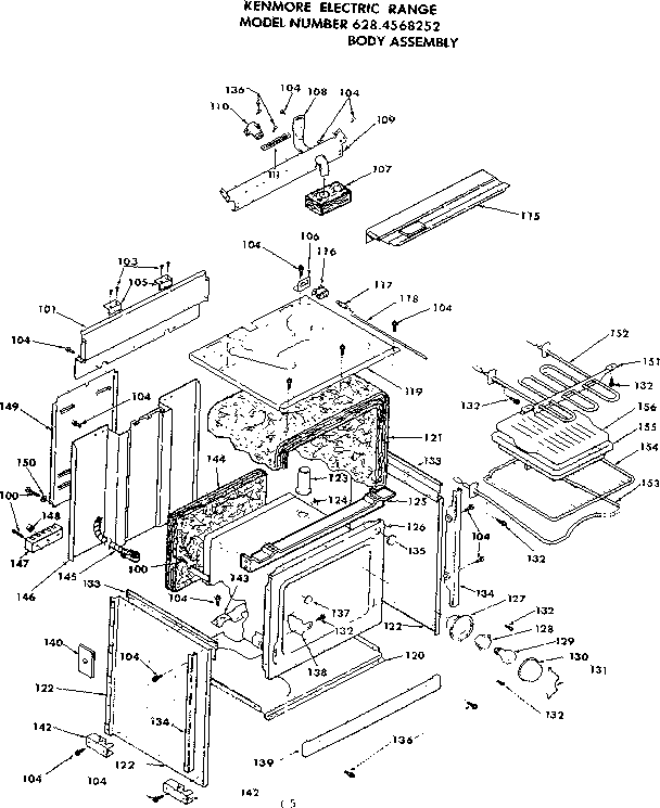 Kenmore 6284568252 body assembly diagram
