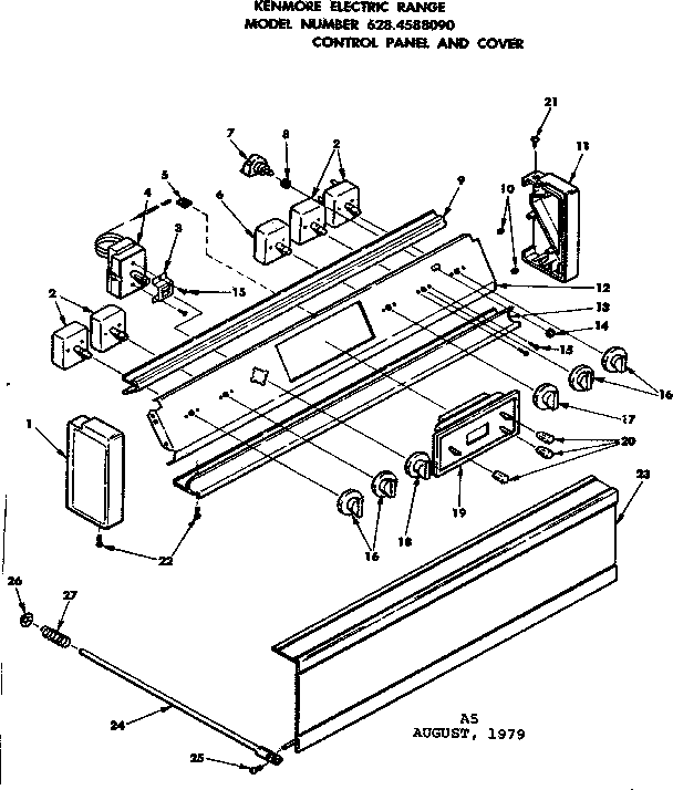 Kenmore 6284588090 control panel and cover diagram