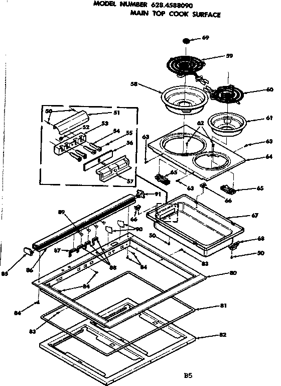 Kenmore 6284588090 main top cook surface diagram