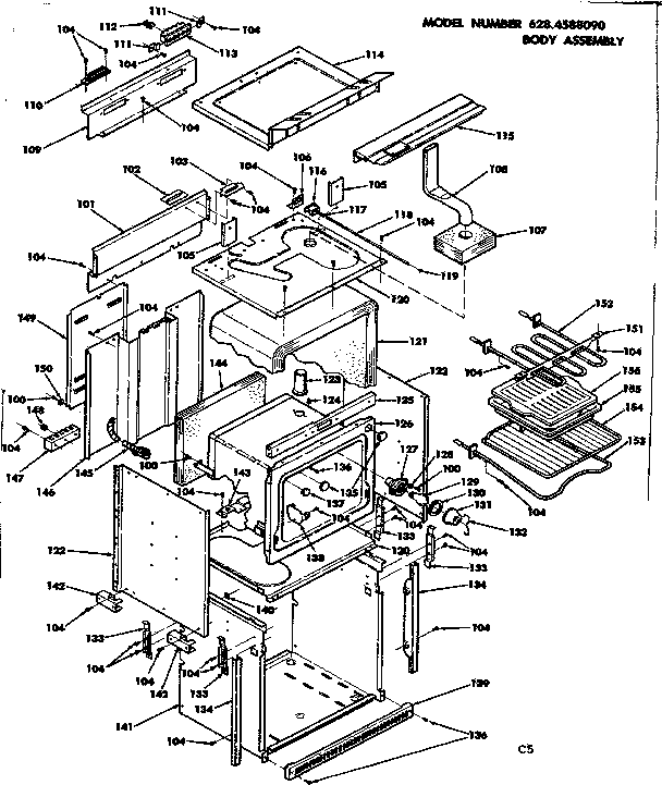 Kenmore 6284588090 body assembly diagram