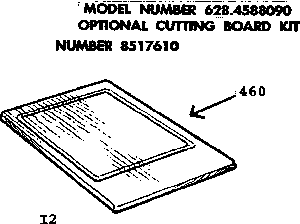 Kenmore 6284588090 optional cutting board kit diagram