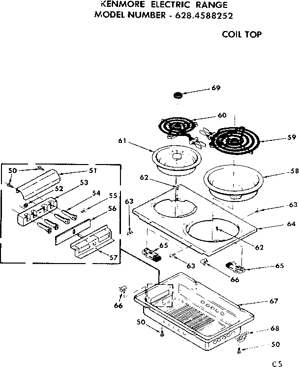 Kenmore 6284588252 coil top diagram