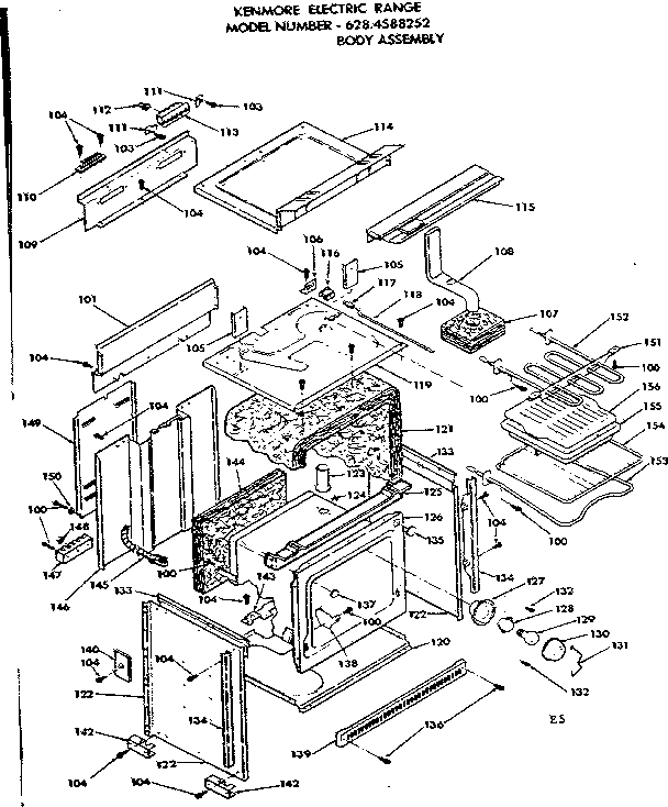 Kenmore 6284588252 body assembly diagram