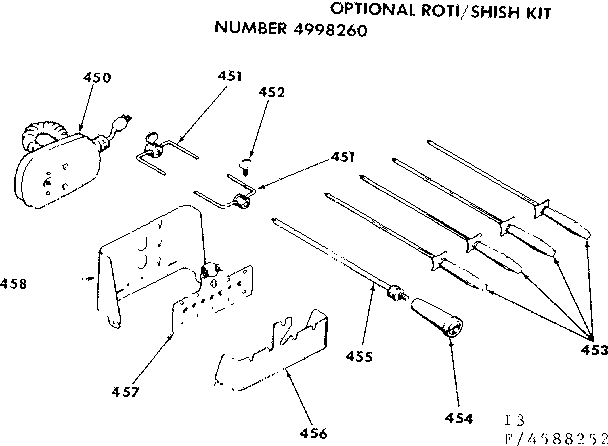 Kenmore 6284588252 optional roti/shish kit number 4998260 diagram