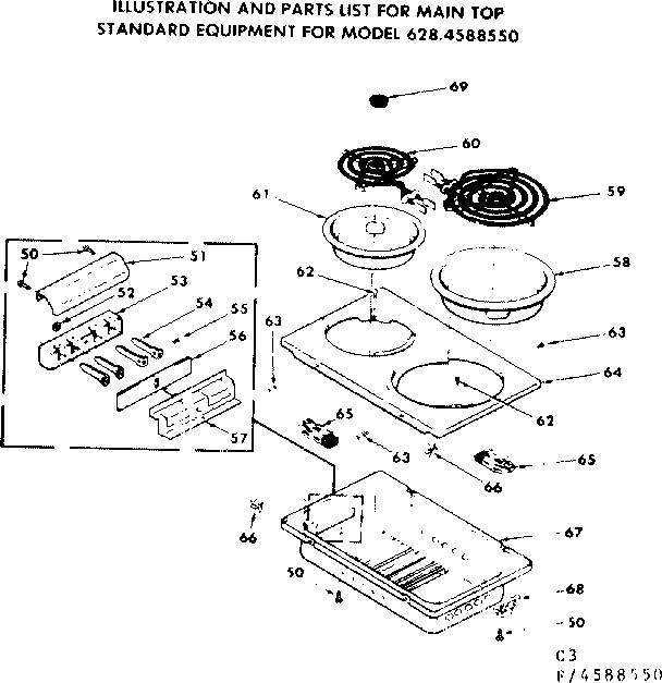 Kenmore 6284588550 main top diagram