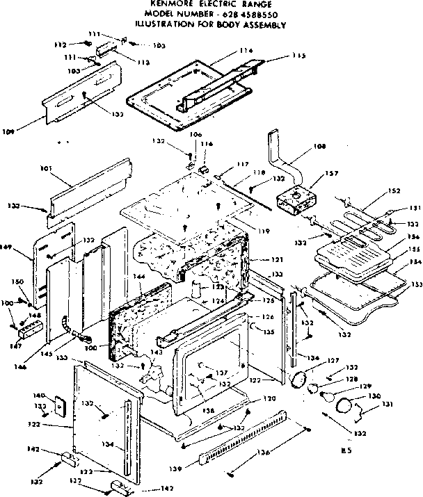Kenmore 6284588550 body assembly diagram