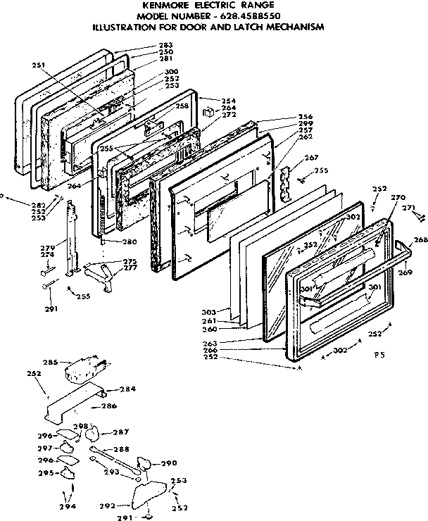 Kenmore 6284588550 door & latch mechanism diagram