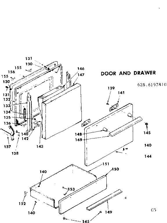 Kenmore 6286197810 door and drawer diagram