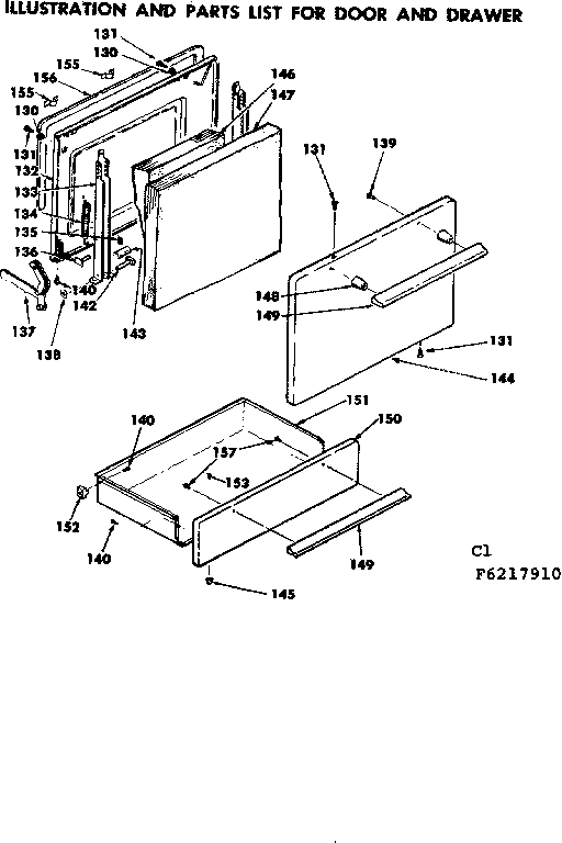 Kenmore 6286227910 door and drawer diagram