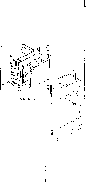 Kenmore 6286247060 door and bottom panel diagram