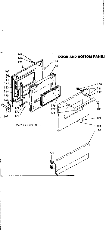 Kenmore 6286257040 door and bottom panel diagram