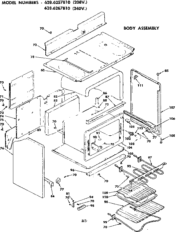 Kenmore 6286257810 body assembly diagram