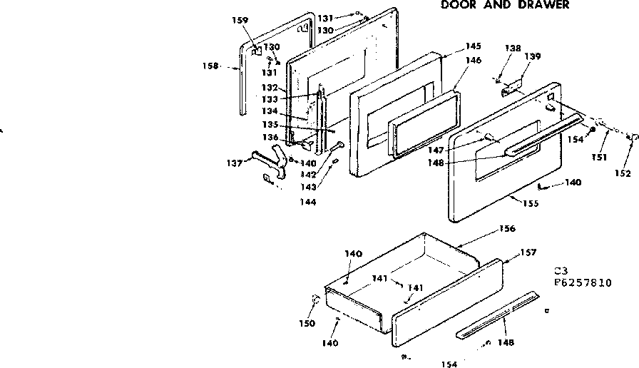 Kenmore 6286257810 door and drawer diagram