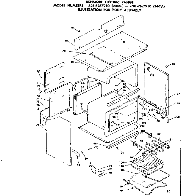 Kenmore 6286267910 body assembly diagram