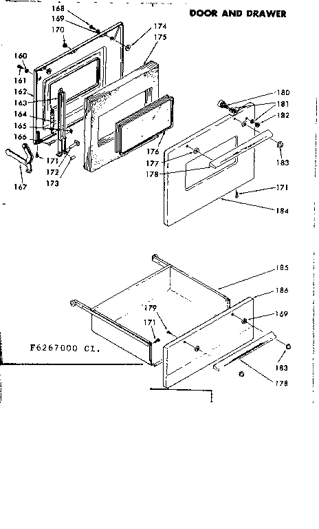 Kenmore 6286267040 door and drawer diagram