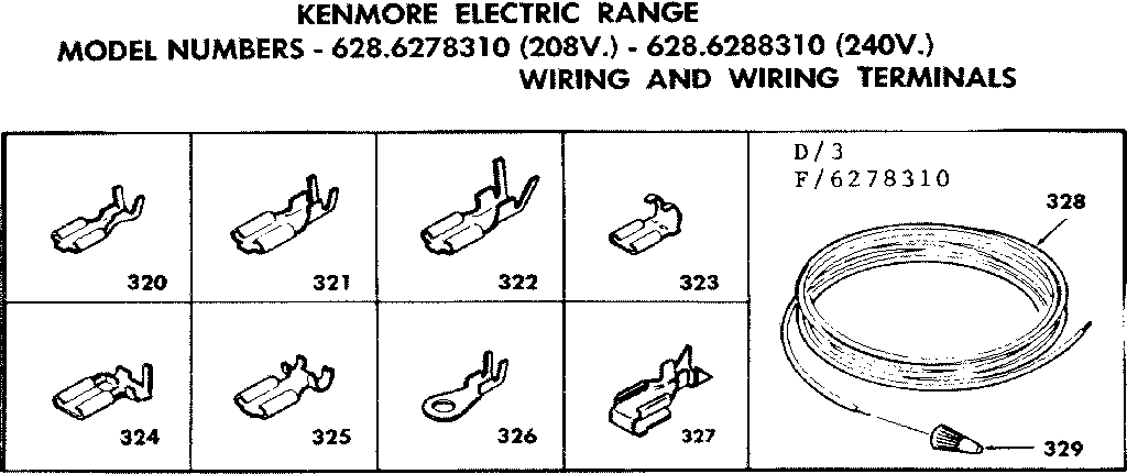Kenmore 6286278310 wiring and wiring terminals diagram