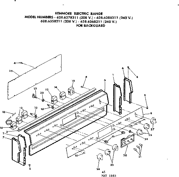 Kenmore 6286368211 backguard diagram