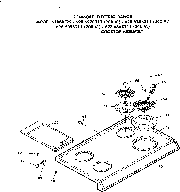 Kenmore 6286368211 cooktop assembly diagram