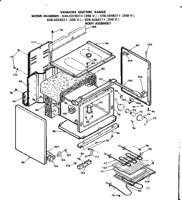 Kenmore 6286368211 body assembly diagram