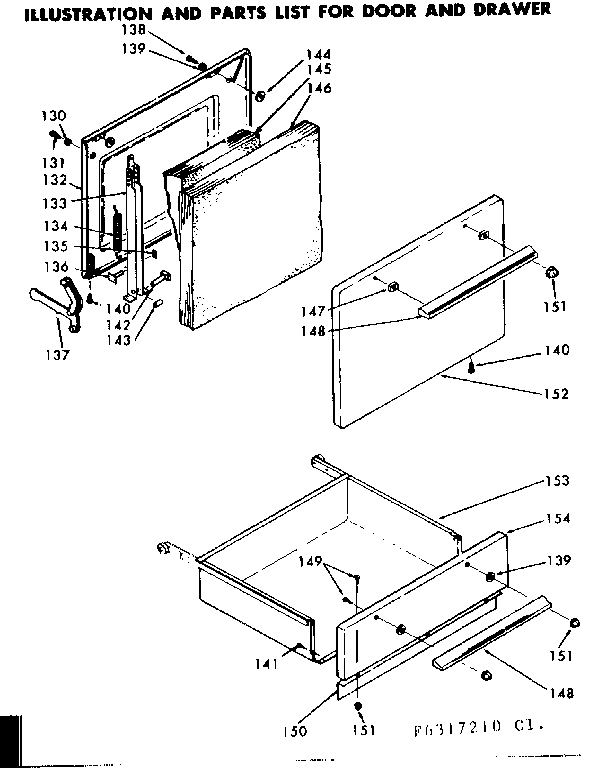 Kenmore 6286317210 door and drawer diagram