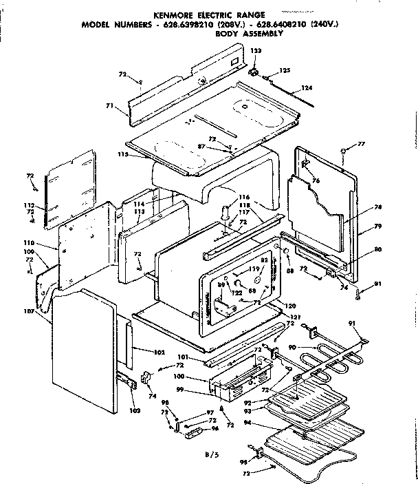 Kenmore 6286398210 body assembly diagram