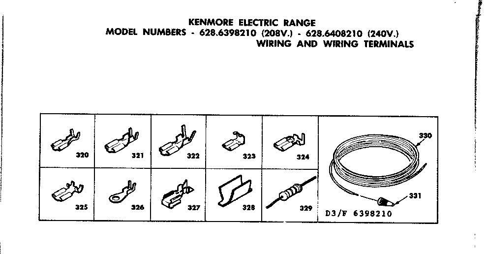 Kenmore 6286398210 wiring and wiring terminals diagram