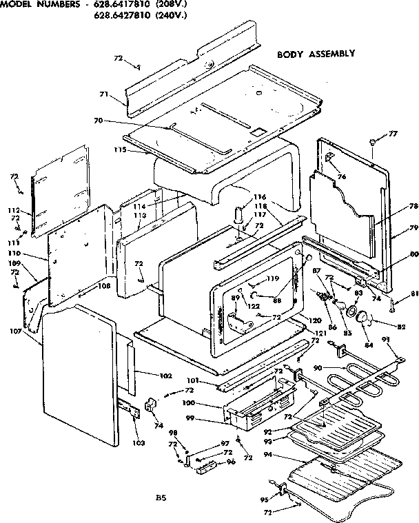 Kenmore 6286417810 body assembly diagram