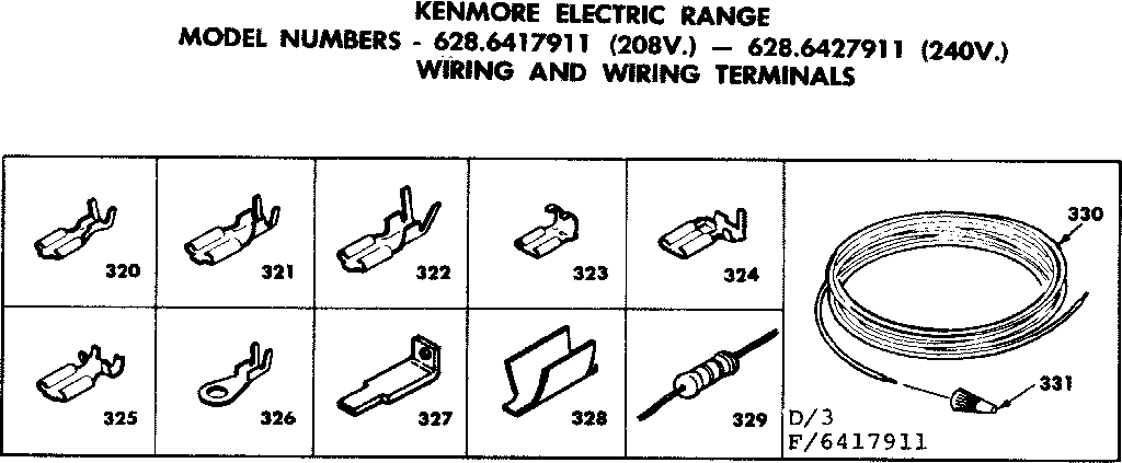Kenmore 6286417911 wiring and wiring terminals diagram