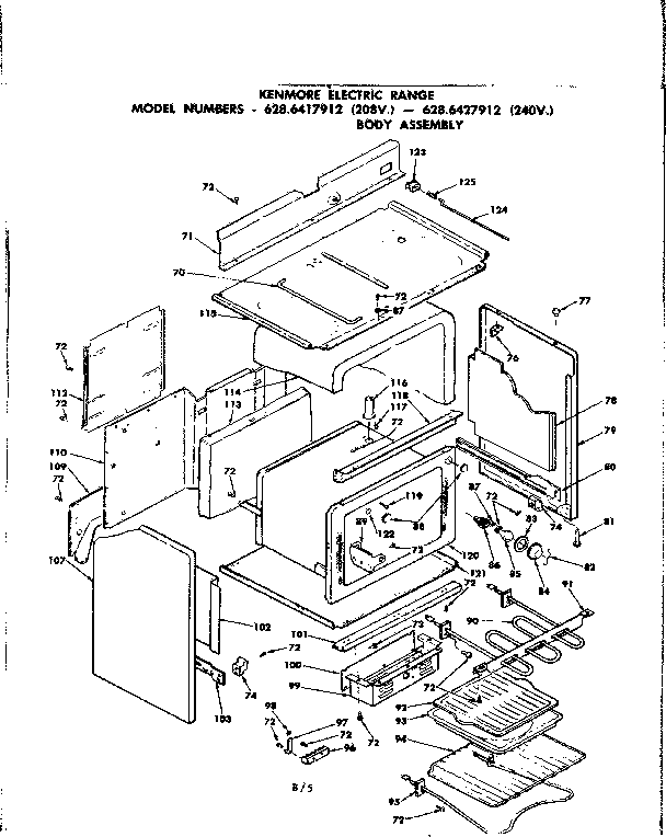 Kenmore 6286427912 body assembly diagram