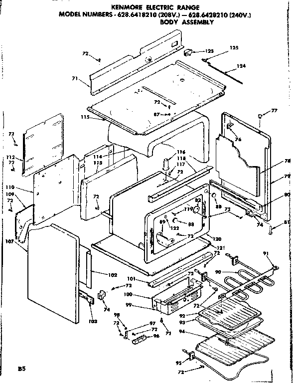 Kenmore 6286428210 body assembly diagram