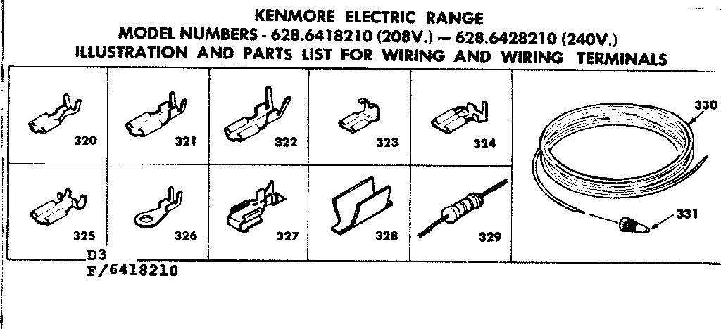 Kenmore 6286428210 wiring and wiring terminals diagram