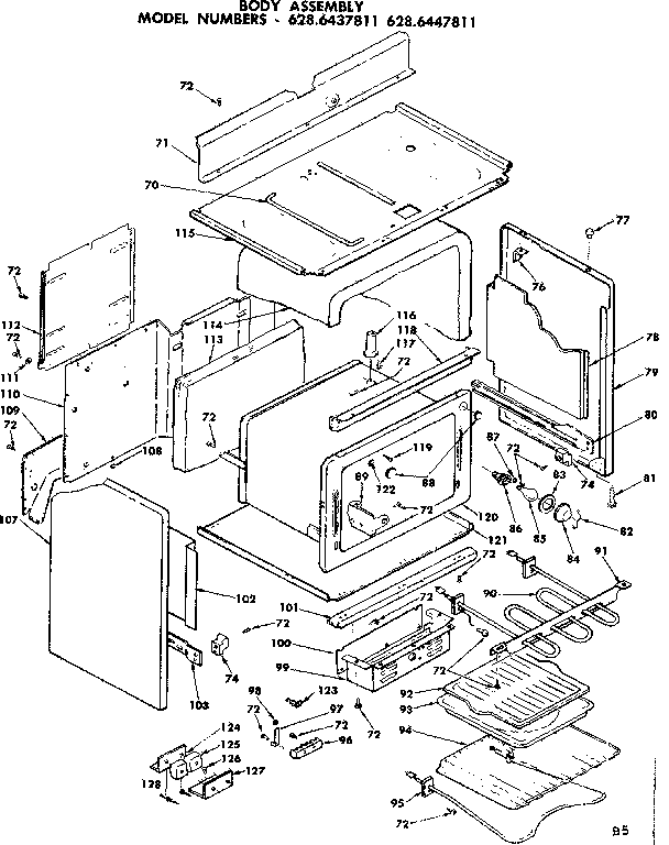 Kenmore 6286437811 body assembly diagram