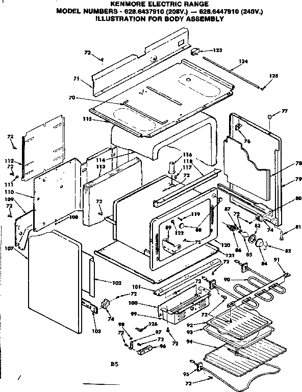 Kenmore 6286447910 body assembly diagram