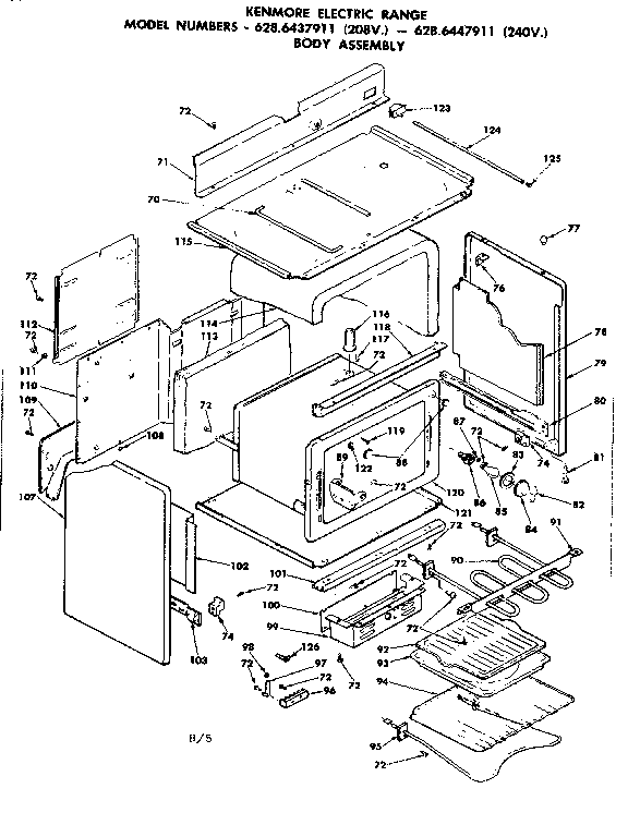 Kenmore 6286437911 body assembly diagram