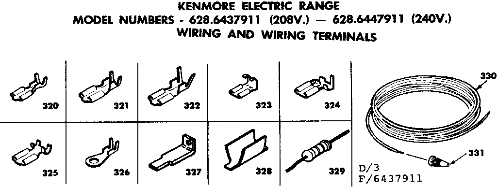 Kenmore 6286437911 wiring and wiring terminals diagram